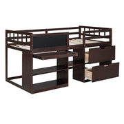 Low Loft Bed With Rolling Desk, Shelf And Drawers - R&R Furniture Gallery (Fountain Valley, CA)