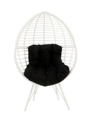Galzed - Patio Lounge Chair - Black Fabric & White Wicker - R&R Furniture Gallery (Fountain Valley, CA)