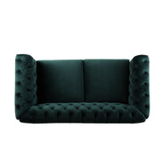 Chesterfield Loveseat Sofa, 2 Person Rolled Arm Upholstered Couch - R&R Furniture Gallery (Fountain Valley, CA)