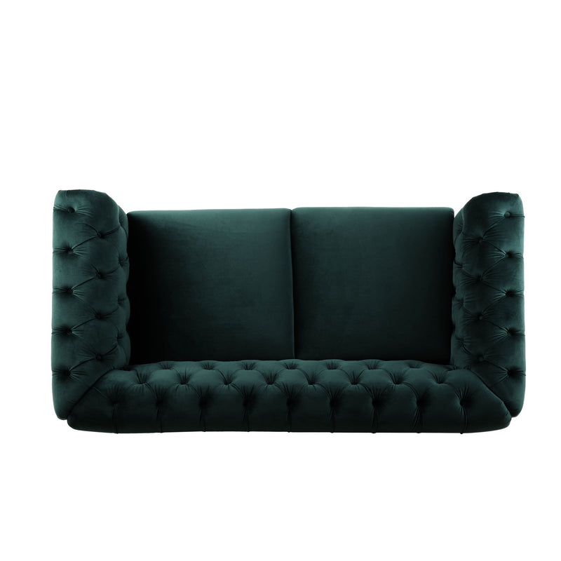 Chesterfield Loveseat Sofa, 2 Person Rolled Arm Upholstered Couch - R&R Furniture Gallery (Fountain Valley, CA)