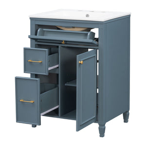 Freestanding Bathroom Vanity With Sink, Soft Close Door, Tip Out Drawer