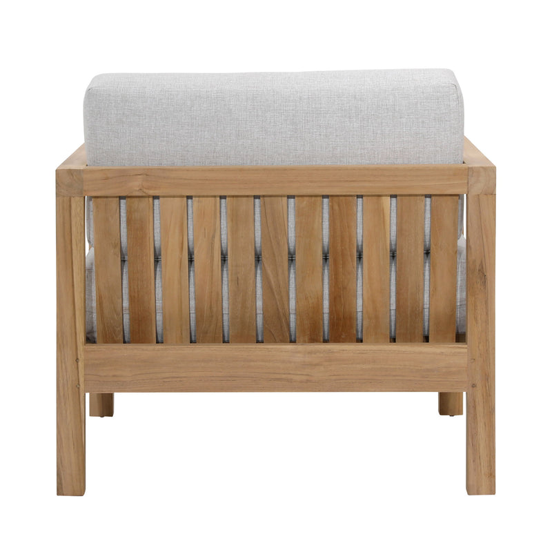 Boe - Outdoor Occasional Chair - Light Gray And Natural Teak