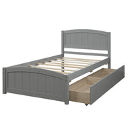 DreamHaus platform bed with matching headboard, footboard, and wood slat support, showcasing a modern wooden bedroom setup.