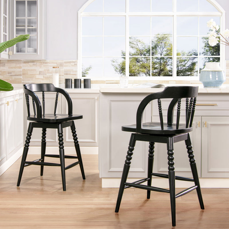 Breda - Turned Bubble Spindle Low Back Counter Stool - Black - R&R Furniture Gallery (Fountain Valley, CA)