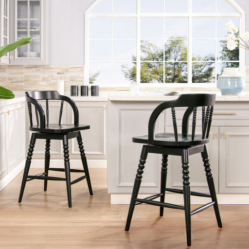 Breda - Turned Bubble Spindle Low Back Counter Stool - Black - R&R Furniture Gallery (Fountain Valley, CA)