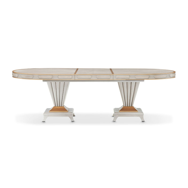 St. Charles - Double Pedestal Dining Table - Dove Gray - R&R Furniture Gallery (Fountain Valley, CA)