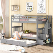 Stairway Bunk Bed With Storage And Guard Rail For Bedroom - R&R Furniture Gallery (Fountain Valley, CA)