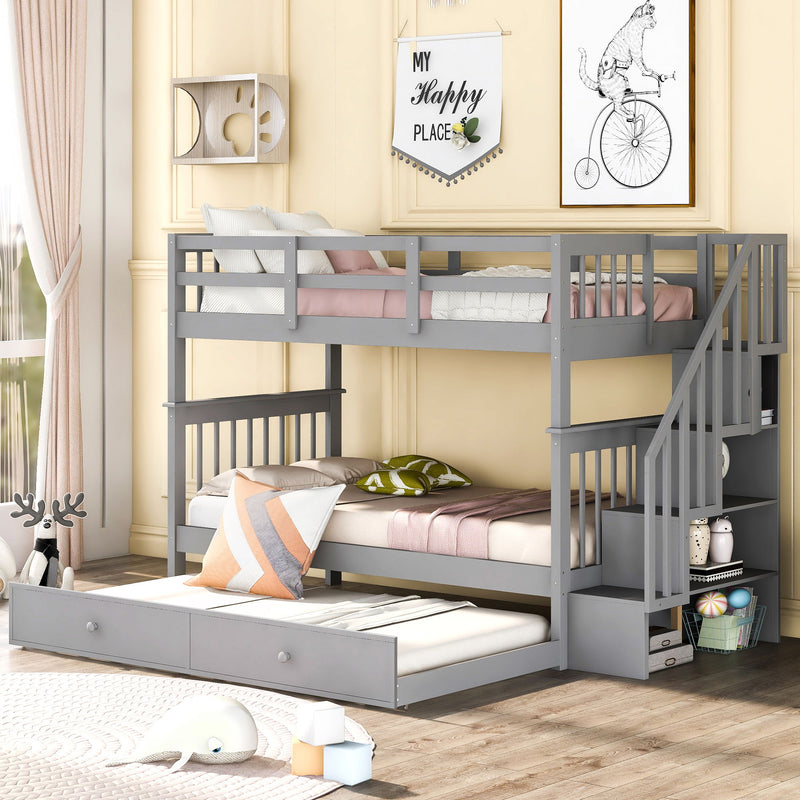 Stairway Bunk Bed With Storage And Guard Rail For Bedroom - R&R Furniture Gallery (Fountain Valley, CA)