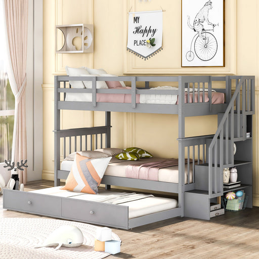 Stairway Bunk Bed With Storage And Guard Rail For Bedroom - R&R Furniture Gallery (Fountain Valley, CA)