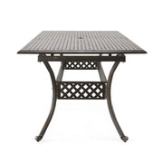 Outdoor Expandable Dining Table With Umbrella Holder, Lattice Pattern And Curved Legs - Black - R&R Furniture Gallery (Fountain Valley, CA)