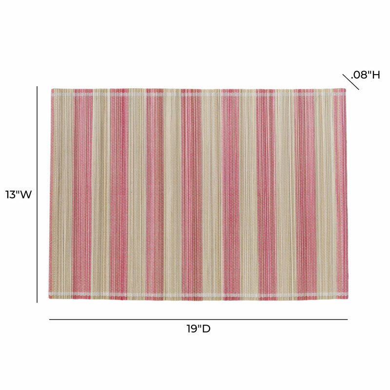 Set of four TOV Furniture Jora bamboo placemats with natural woven texture, ideal for dining table decor.