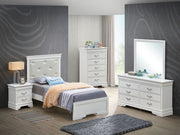 Upholstered bed named Lorana by Glory Furniture featuring a plush headboard and modern design in a cozy bedroom setting.
