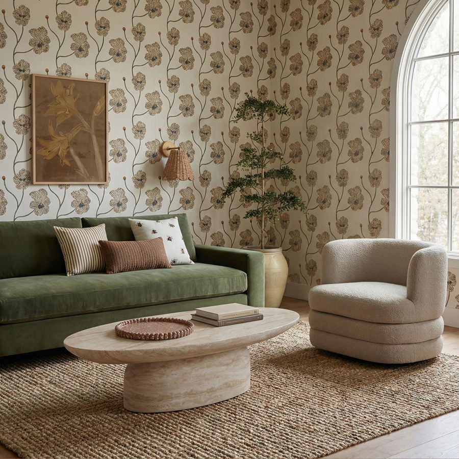 Beckham upcycled chenille sofa by TOV Furniture, stationary sofa with plush chenille fabric and modern design, shown in a cozy living room.