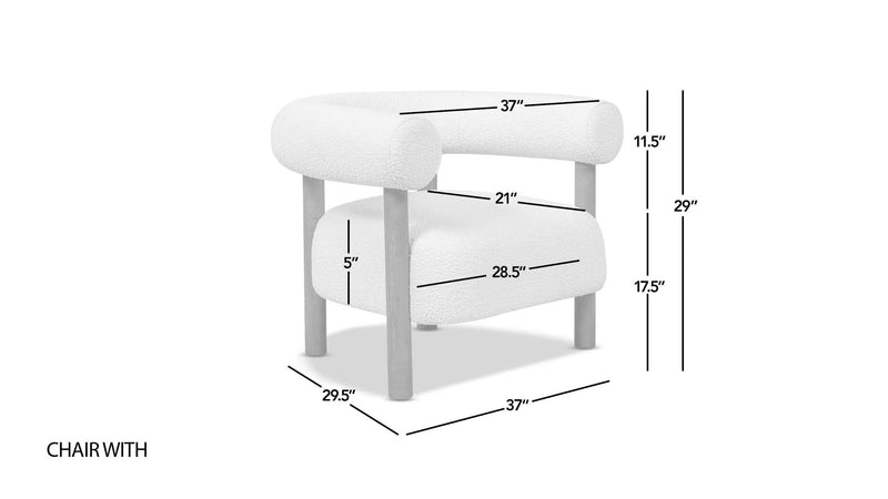 Fuji - Mid Century Modern Barrel Accent Arm Chair - Ivory White - R&R Furniture Gallery (Fountain Valley, CA)