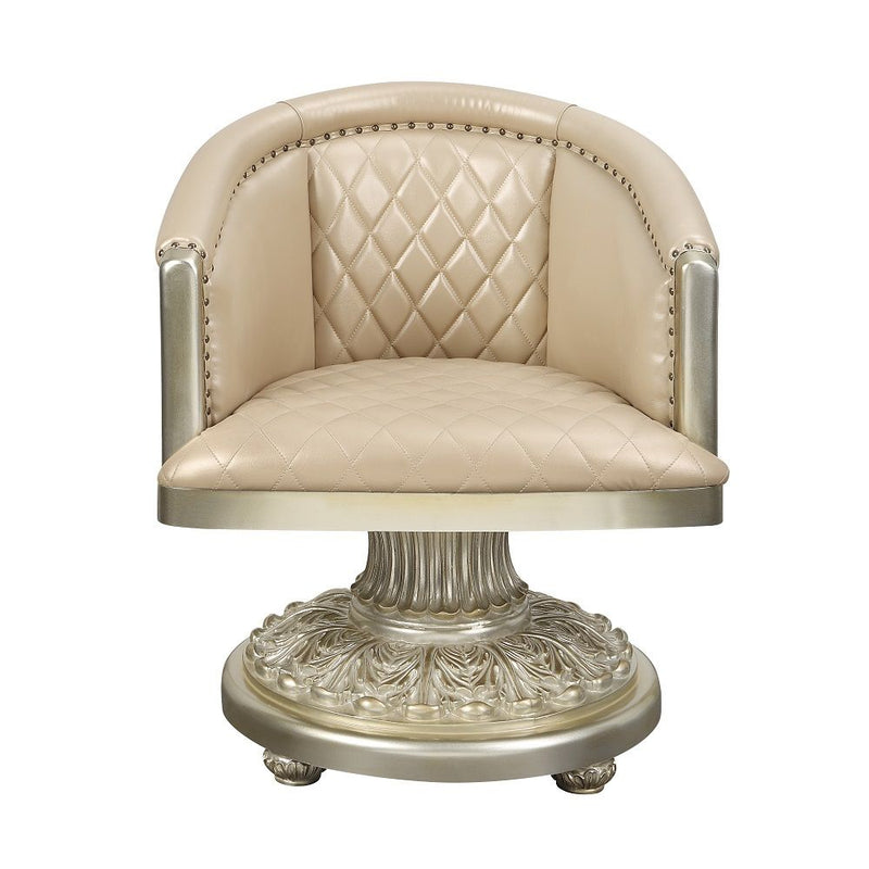 Sorina - Arm Chair - Synthetic Leather & Antique Gold - R&R Furniture Gallery (Fountain Valley, CA)
