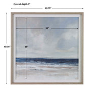 Uttermost Distant Land framed print with blue tones, showcasing a scenic landscape in a stylish frame.