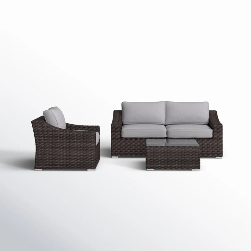 Outdoor Wicker Conversation Set With Cushions, All Weather - R&R Furniture Gallery (Fountain Valley, CA)