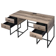Desirre - Writing Desk With USB - Rustic Oak & Black - R&R Furniture Gallery (Fountain Valley, CA)