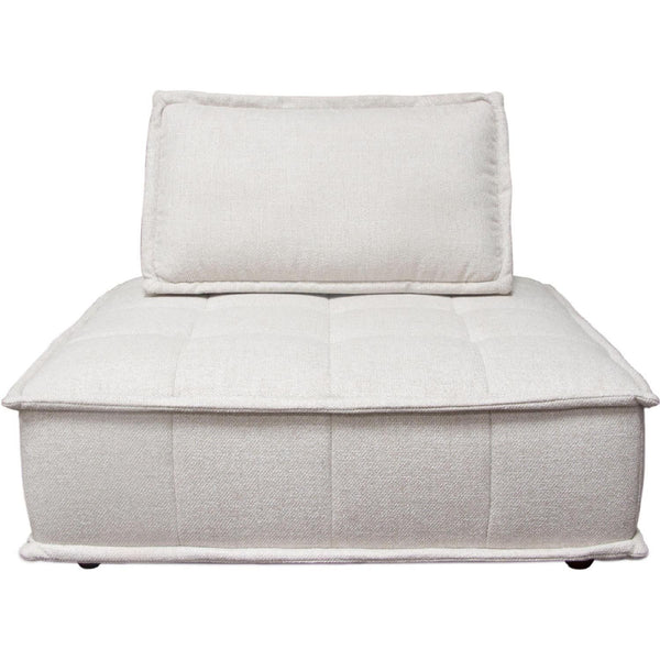 Platform Square Modular Lounger in Light Sand Fabric w/ Bolstered, Non-Skid Backrest