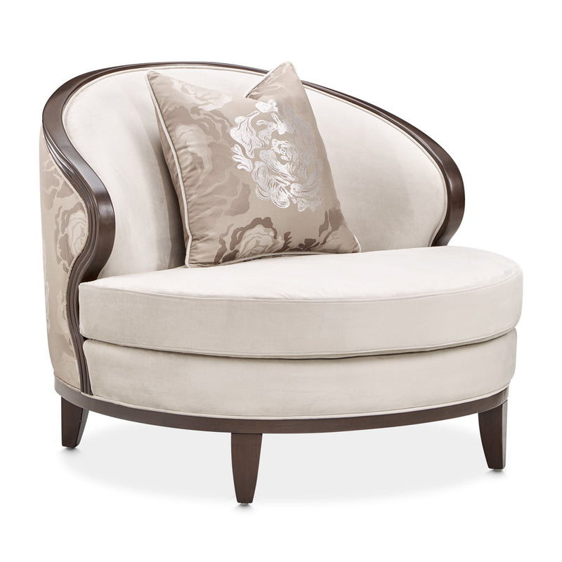 Camellia Field - Velvet Matching Chair - Beige / Dark Brown - R&R Furniture Gallery (Fountain Valley, CA)