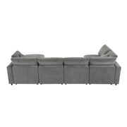 Luxe & Co. modern modular cloud sofa bed with six seats, U-shaped sectional couch set with ottoman, convertible for living room use
