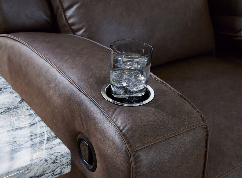 Lavenhorne - Rec Sofa W/Drop Down Table - Granite - R&R Furniture Gallery (Fountain Valley, CA)