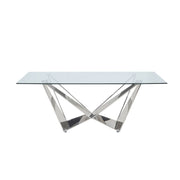 Dekel - Dining Table - Clear Glass Top & Stainless Steel - R&R Furniture Gallery (Fountain Valley, CA)