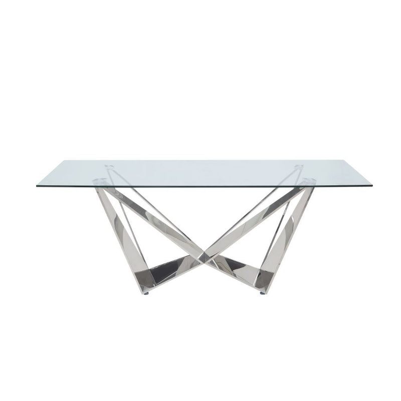 Dekel - Dining Table - Clear Glass Top & Stainless Steel - R&R Furniture Gallery (Fountain Valley, CA)