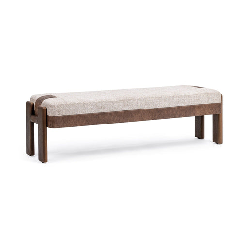 Classic Home Kava Accent Bench in Cocoa Latte upholstery, featuring a stylish upholstered bench with a cushioned seat.