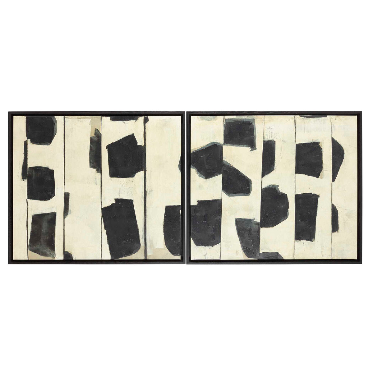 On The Line - Framed Canvases (Set of 2) - Black / Beige