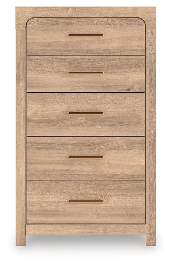 Kinlanni - Five Drawer Chest - Tan - R&R Furniture Gallery (Fountain Valley, CA)