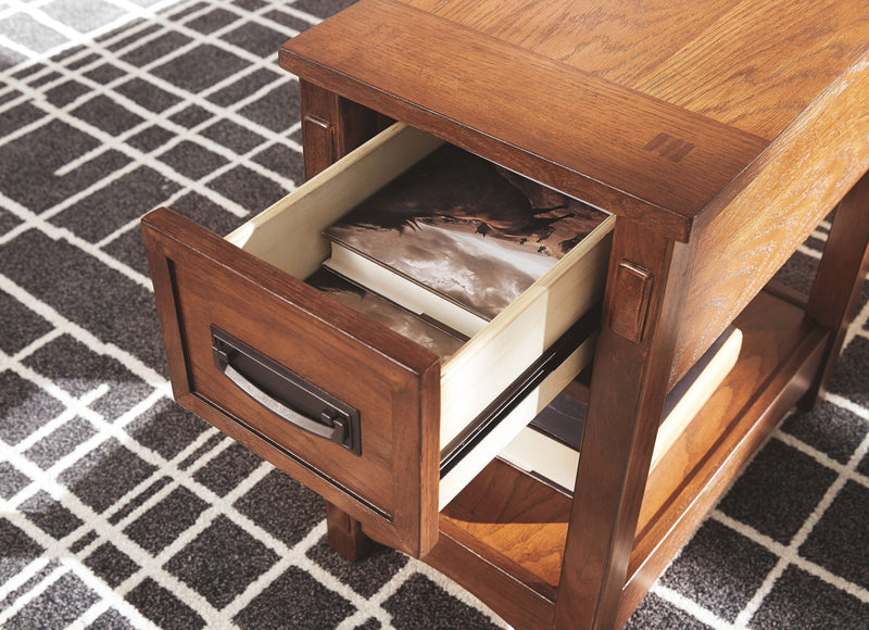 Breegin - Chair Side End Table - 1 Drawer - Brown - R&R Furniture Gallery (Fountain Valley, CA)