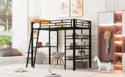 Loft Metal Bed With 3 Layers Of Shelves And Desk, Stylish Metal Frame Bed With board - R&R Furniture Gallery (Fountain Valley, CA)