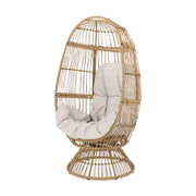 Noble House patio swivel basket egg chair with cushion, outdoor accent chair featuring woven design and comfortable seating.