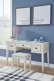 Robbinsdale - Vanity With Stool (Set of 2) - Antique White - R&R Furniture Gallery (Fountain Valley, CA)