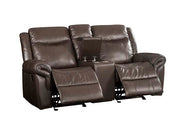 Lydia - Motion Loveseat With USB & Console - Brown Leather Aire - R&R Furniture Gallery (Fountain Valley, CA)
