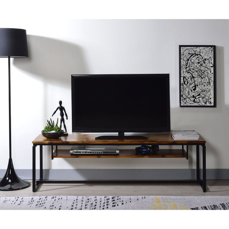 Jurgen - TV Stand - Oak & Black Metal - R&R Furniture Gallery (Fountain Valley, CA)