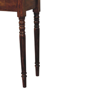 Artisan Furniture turned legs drawer console table with wood finish, featuring a sleek design and storage drawers for entryway or living room.