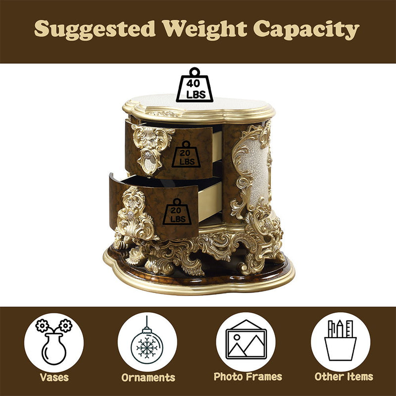 Desiderius - Nightstand - Antique Gold & Hand Painted Brown - R&R Furniture Gallery (Fountain Valley, CA)