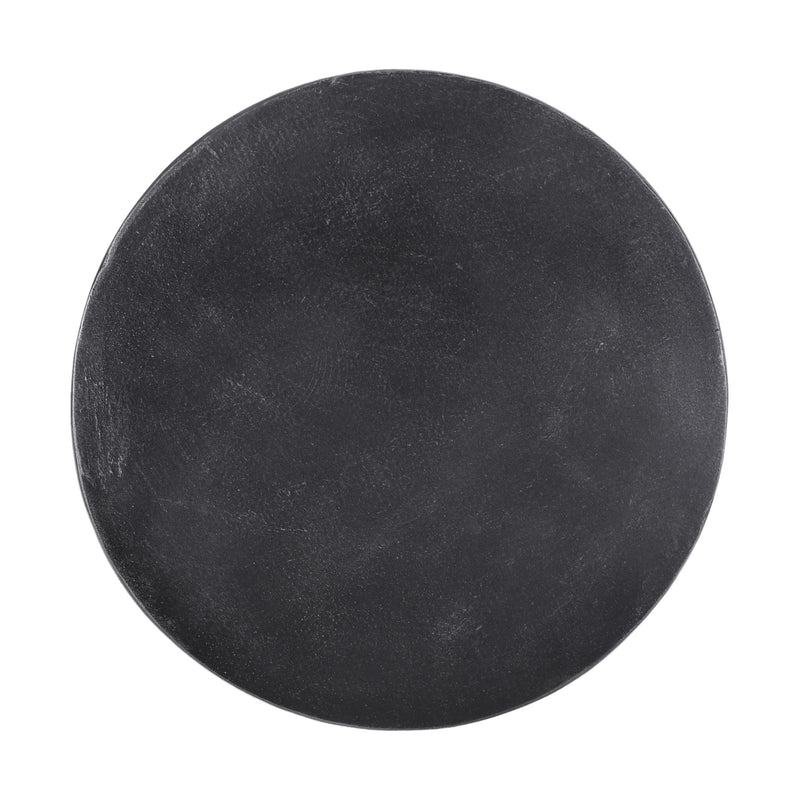 Outdoor lightweight concrete end table with natural texture and matte black finish, by Noble House, suitable for patio or garden use.