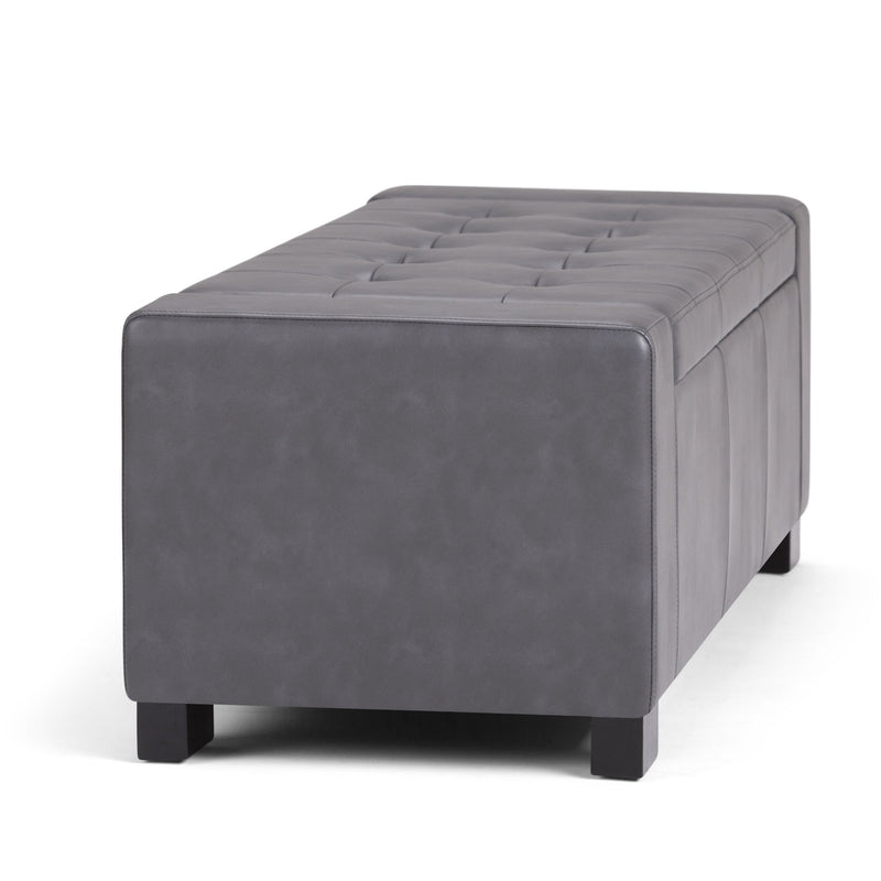 Contemporary large storage ottoman by Simpli-Home with a cushioned top and spacious interior for living room storage.
