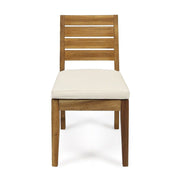 Outdoor 6 seater expandable dining set with cushions in beige and sandblasted natural finish from Noble House.