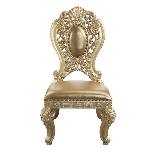Seville - Side Chair (Set of 2) - Synthetic Leather & Gold - R&R Furniture Gallery (Fountain Valley, CA)