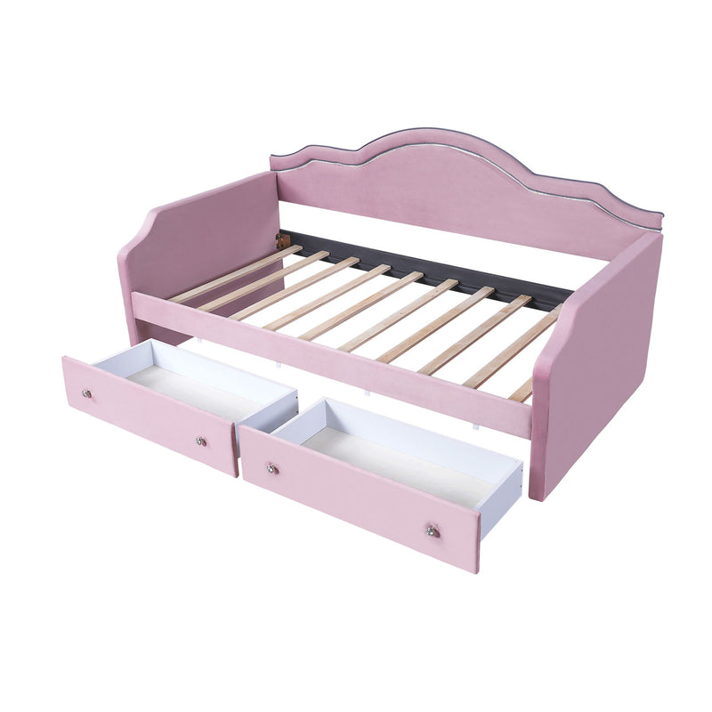 Upholstered Daybed With LED Lights And 2 Drawersme - R&R Furniture Gallery (Fountain Valley, CA)