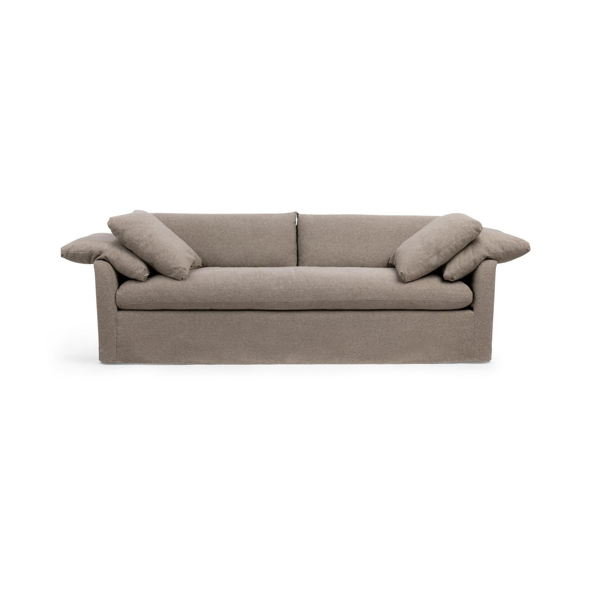 Classic Home Cassiano slip cover sofa in a stationary style with a neutral fabric finish, showcasing a comfortable living room setup.