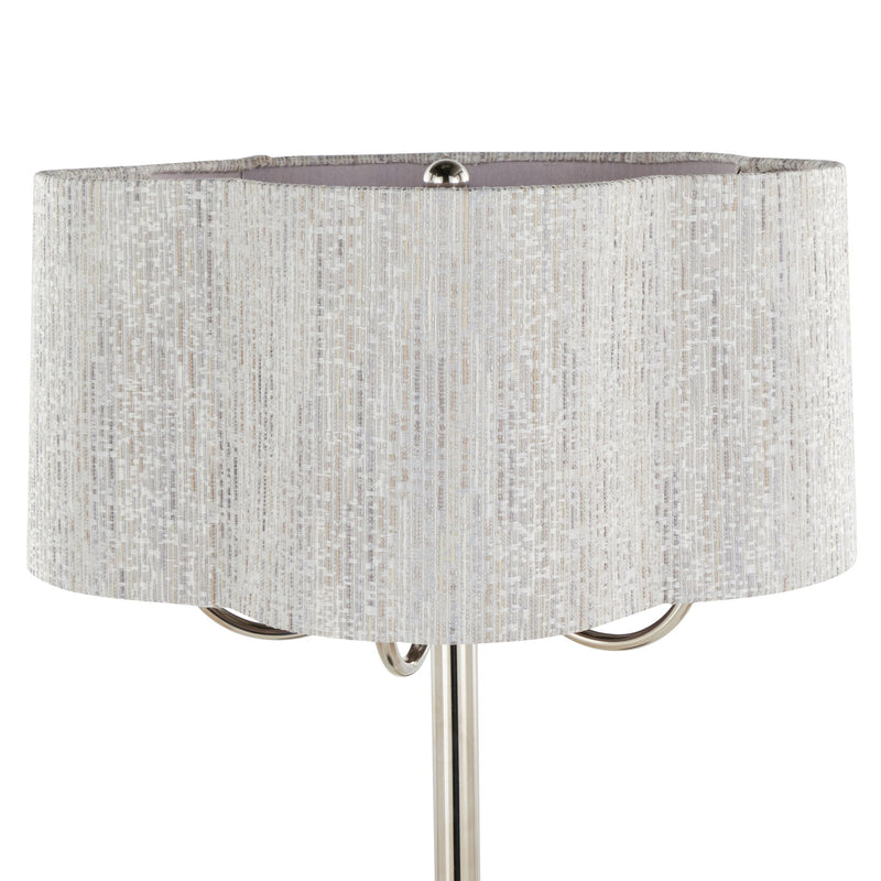 Lumi Source Lily contemporary table lamp with polished nickel base and gray fabric shade, modern design for living room or office.