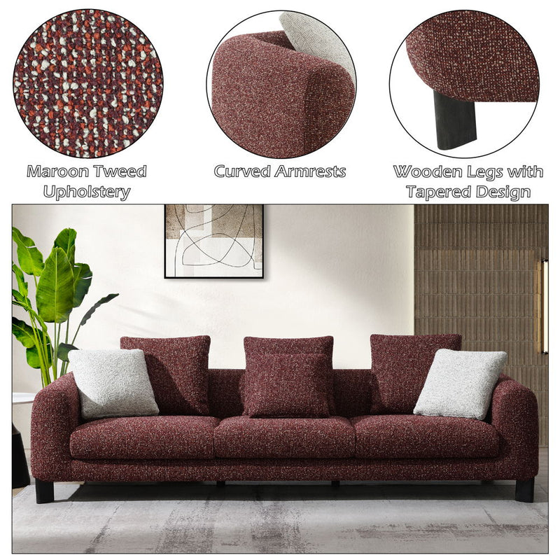 Mardi - Sofa With 6 Pillows - Maroon Tweed - R&R Furniture Gallery (Fountain Valley, CA)