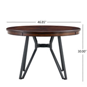 Mid Century Modern Round Dining Table With Metal Legs And Open Shelf - R&R Furniture Gallery (Fountain Valley, CA)