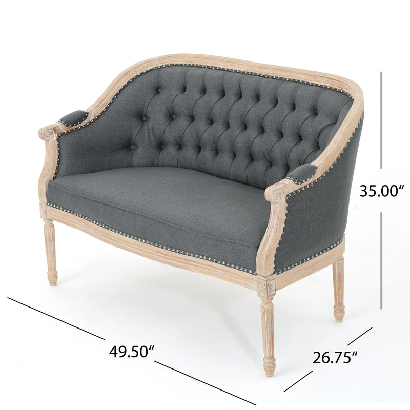 French Country Chesterfield Style Tufted Loveseat - R&R Furniture Gallery (Fountain Valley, CA)