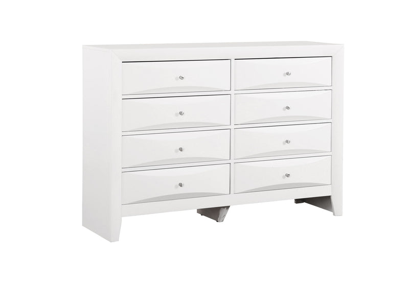 Glory Furniture Marilla dresser with multiple drawers, wooden finish, and modern design for bedroom storage.